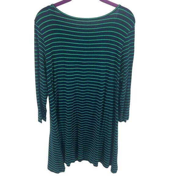 Soft Sorroundings Women's Striped tunic 3/4 Sleeve 2 Pockets Green navy blue Lar - Picture 4 of 12